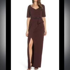 Adrianna Papell Long Elegant  Evening Dress Wine Color